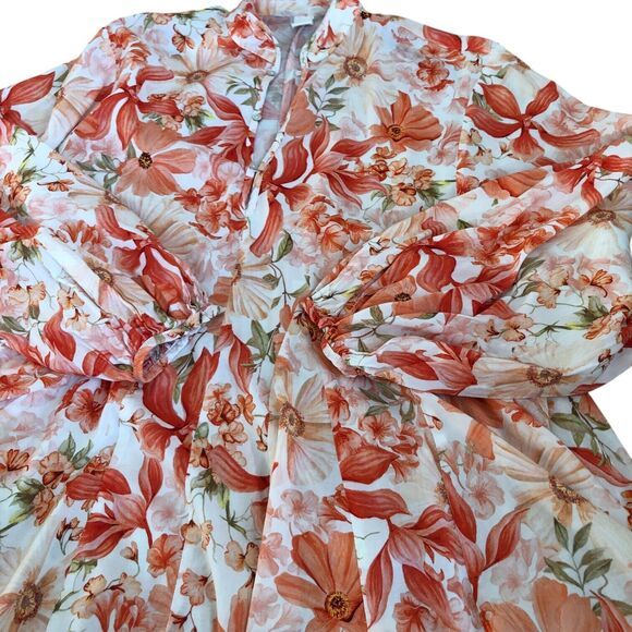 H&M V-Neck Balloon-Sleeved Feminine Romantic Summer Floral Flared Mini Dress S - Picture 5 of 16